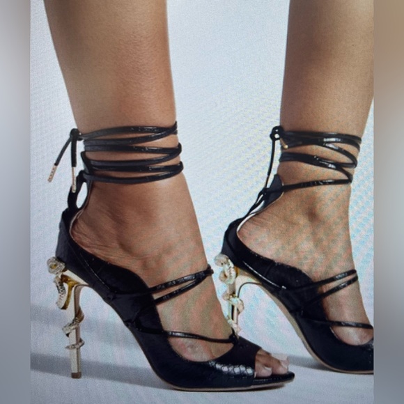 Embellished stilleto sandal with wraparound styling. - Picture 2 of 7